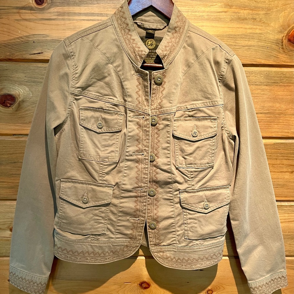 Lucky Brand Jacket - Embroidered Edges - Stand Up Collar
